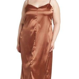 AFRM Katica Satin Midi Dress 2X/2T - Rose Gold - Women's